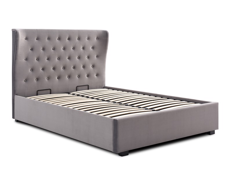 Land Of Beds Florence Velvet Grey Fabric Ottoman Bed6