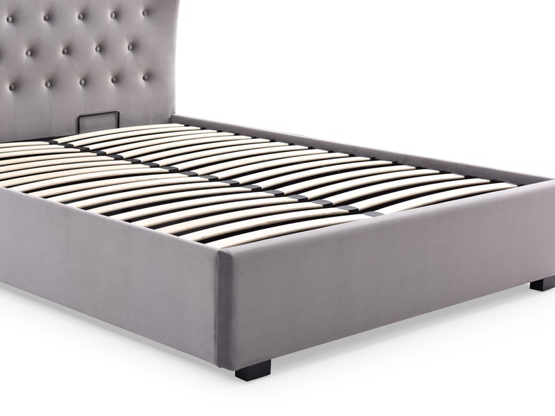 Land Of Beds Florence Velvet Grey Fabric Super King Size Ottoman Bed8