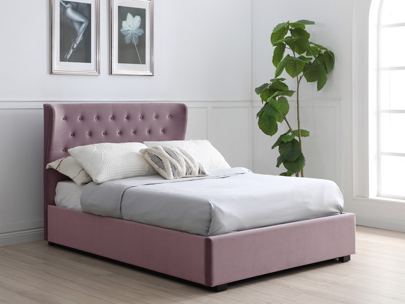 Land Of Beds Florence Pink Fabric King Size Ottoman Bed1
