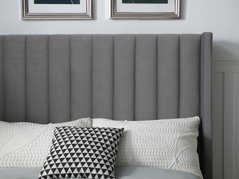 Land Of Beds Havana Dark Grey Velvet Fabric Super King Size Ottoman Bed2