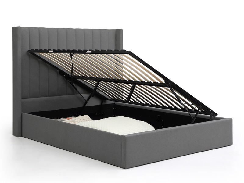 Land Of Beds Havana Dark Grey Velvet Fabric Super King Size Ottoman Bed5