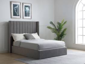 Land Of Beds Havana Dark Grey Velvet Fabric Ottoman Bed1