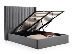 Land Of Beds Havana Dark Grey Velvet Fabric Ottoman Bed3