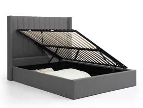 Land Of Beds Havana Dark Grey Velvet Fabric Ottoman Bed5