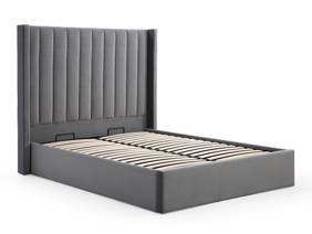 Land Of Beds Havana Dark Grey Velvet Fabric Ottoman Bed7