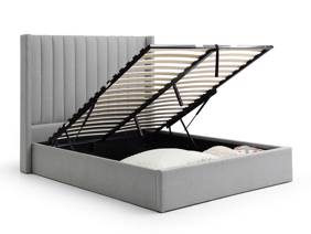 Land Of Beds Havana Light Grey Fabric Ottoman Bed3