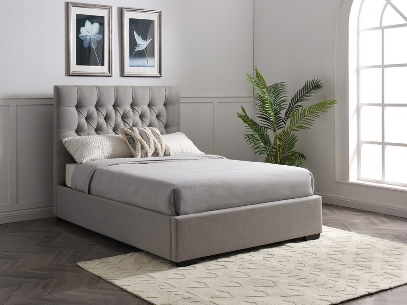 Land Of Beds Miami Grey Fabric Super King Size Ottoman Bed1