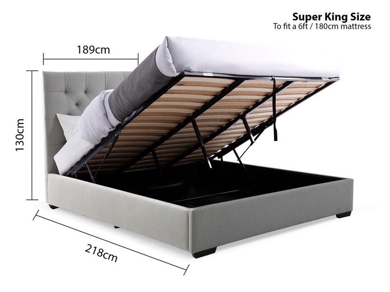 Land Of Beds Miami Grey Fabric Super King Size Ottoman Bed10