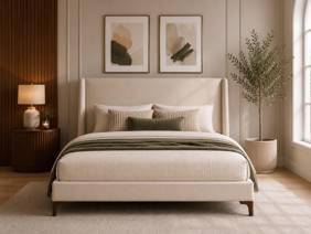 Land Of Beds Eden Beige Fabric Super King Size Bed Frame2