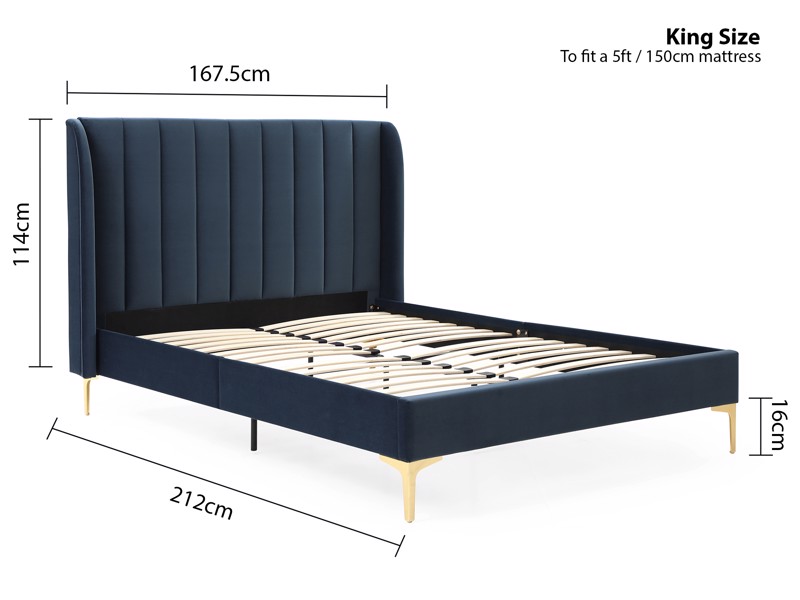 Land Of Beds Vienna Ink Fabric Bed Frame9