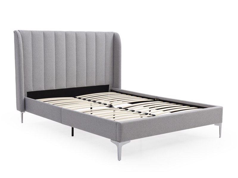 Land Of Beds Vienna Light Grey Fabric Bed Frame5