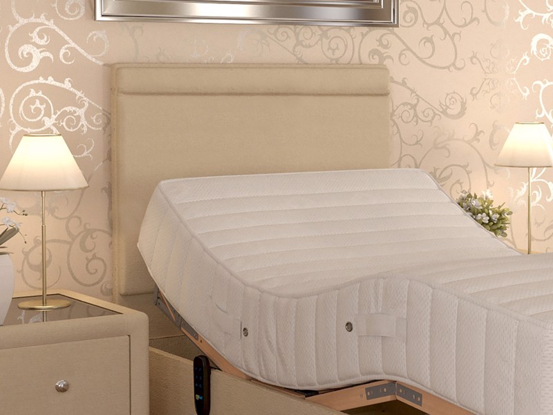 MiBed Small Single - CLEARANCE STOCK - Ronnie Beige Regent Headboard with Dreamworld Lindale Pocket Adjustable Bed2