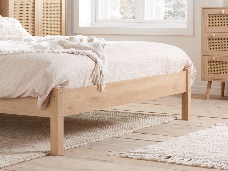 Land Of Beds Marsaille Oak Finish Wooden Bed Frame3