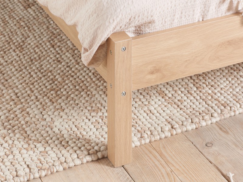 Land Of Beds Marsaille Oak Finish Wooden Double Bed Frame5