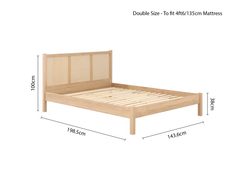 Land Of Beds Marsaille Oak Finish Wooden Double Bed Frame6