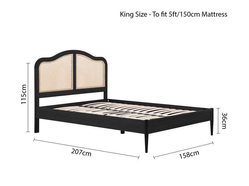 Land Of Beds Paris Black Wooden Super King Size Bed Frame8