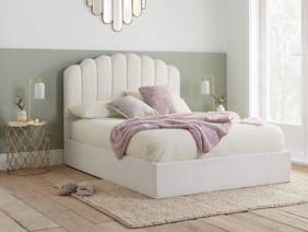 Land Of Beds Milan White Fabric King Size Ottoman Bed1