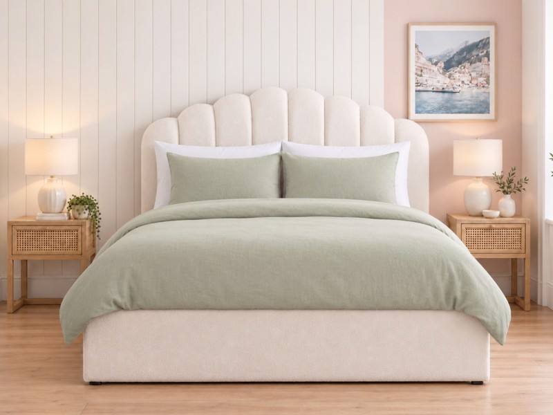 Land Of Beds Milan White Fabric Ottoman Bed3