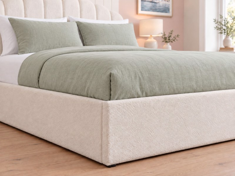Land Of Beds Milan White Fabric Ottoman Bed4