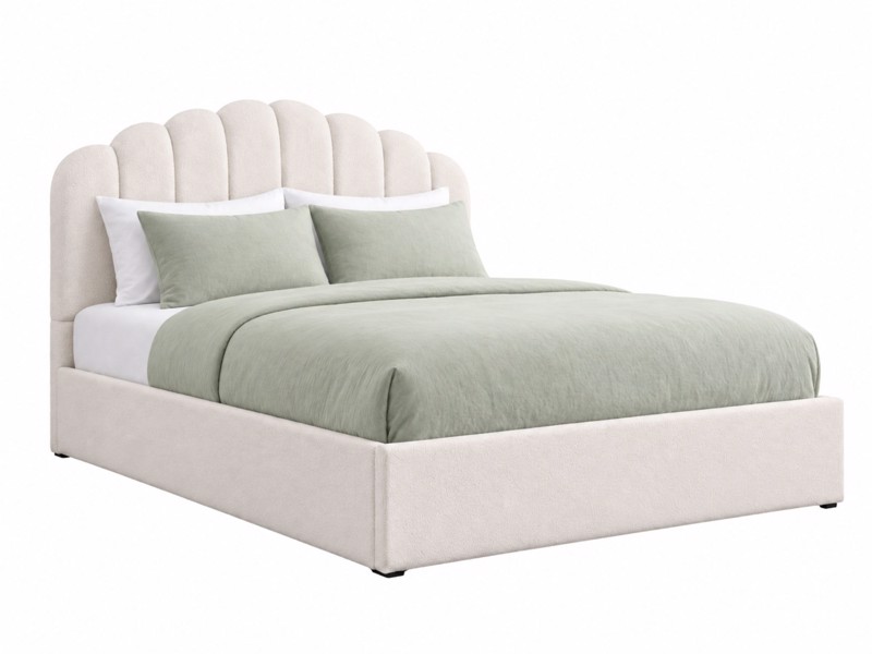 Land Of Beds Milan White Fabric Ottoman Bed5