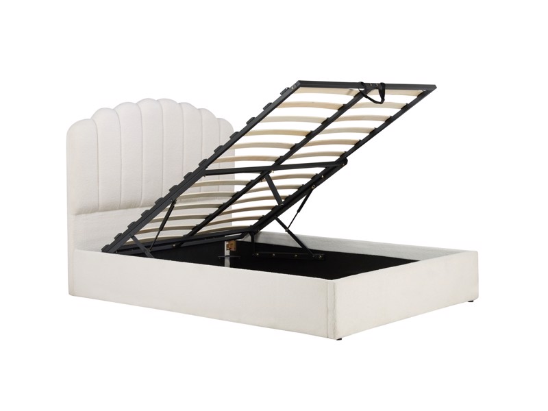 Land Of Beds Milan White Fabric Ottoman Bed6