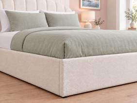 Land Of Beds Milan White Fabric Ottoman Bed4