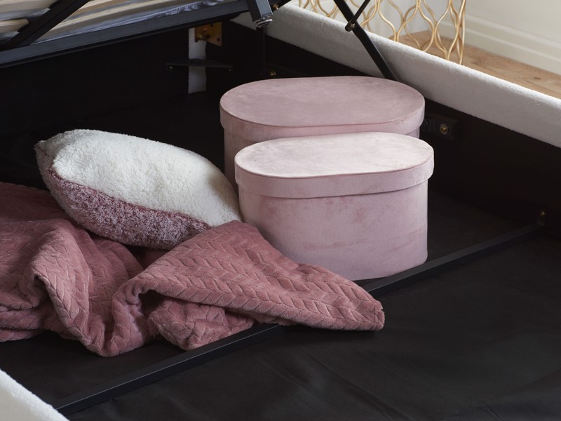 Land Of Beds Milan White Fabric Ottoman Bed5