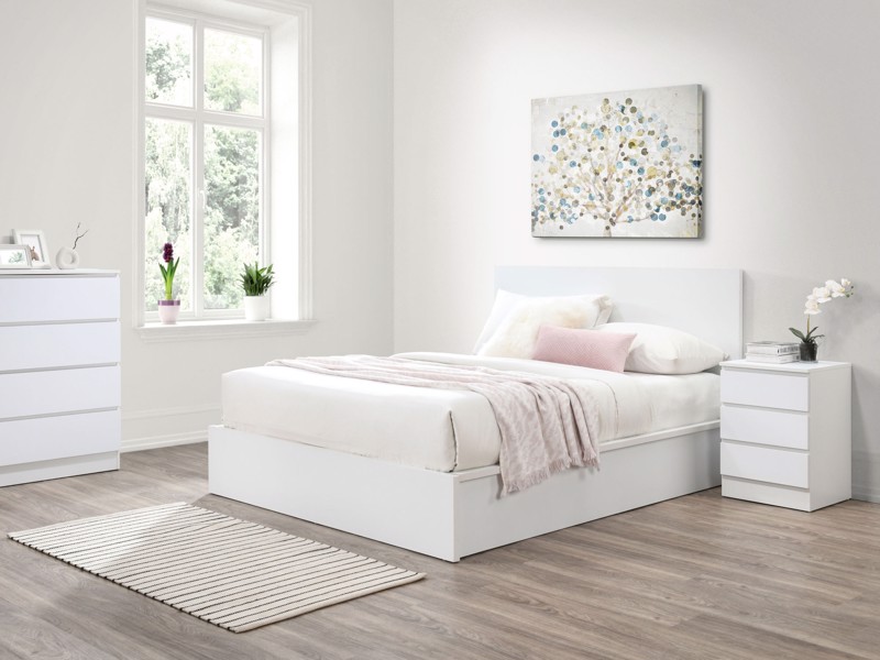 Land Of Beds Sintra White Wooden Ottoman Bed1