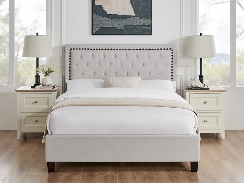 Land Of Beds Carina Natural Fabric Bed Frame3