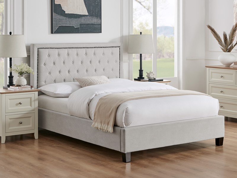 Land Of Beds Carina Natural Fabric King Size Bed Frame1