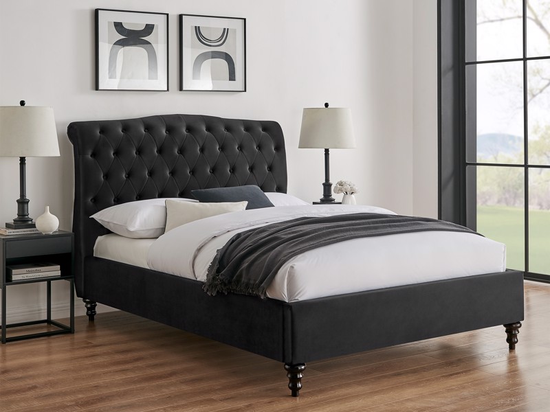 Land Of Beds Bridgerton Black Fabric Bed Frame1