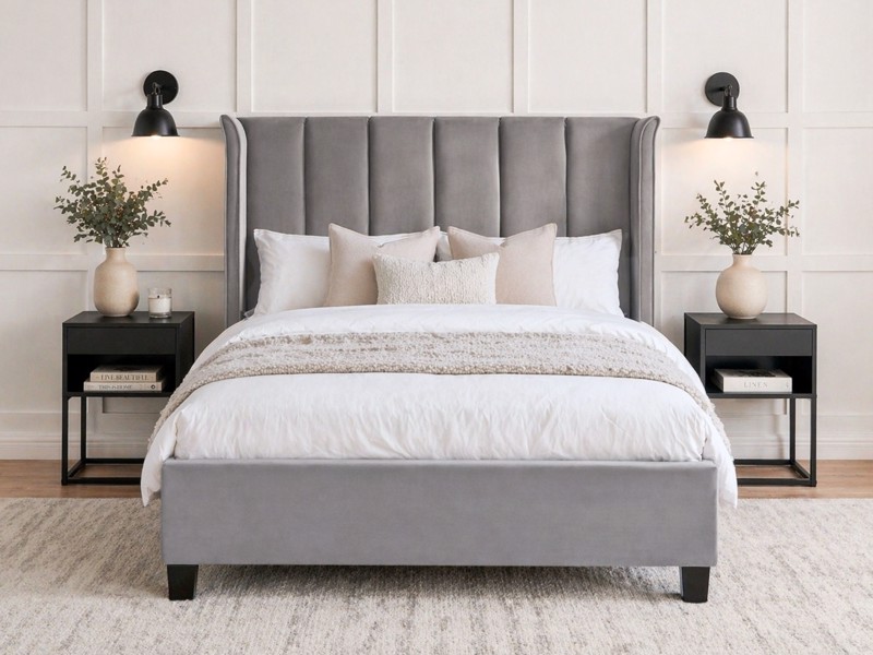 Land Of Beds Brimsley Silver Grey Fabric Bed Frame2