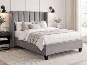 Land Of Beds Brimsley Silver Grey Fabric Bed Frame1