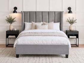 Land Of Beds Brimsley Silver Grey Fabric Bed Frame2
