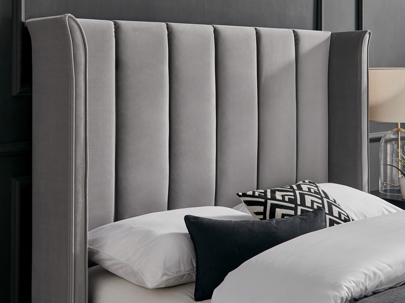 Land Of Beds Brimsley Silver Grey Fabric Bed Frame2