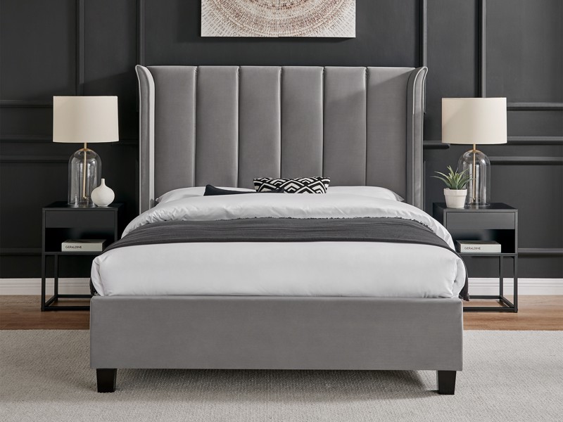 Land Of Beds Brimsley Silver Grey Fabric Bed Frame3
