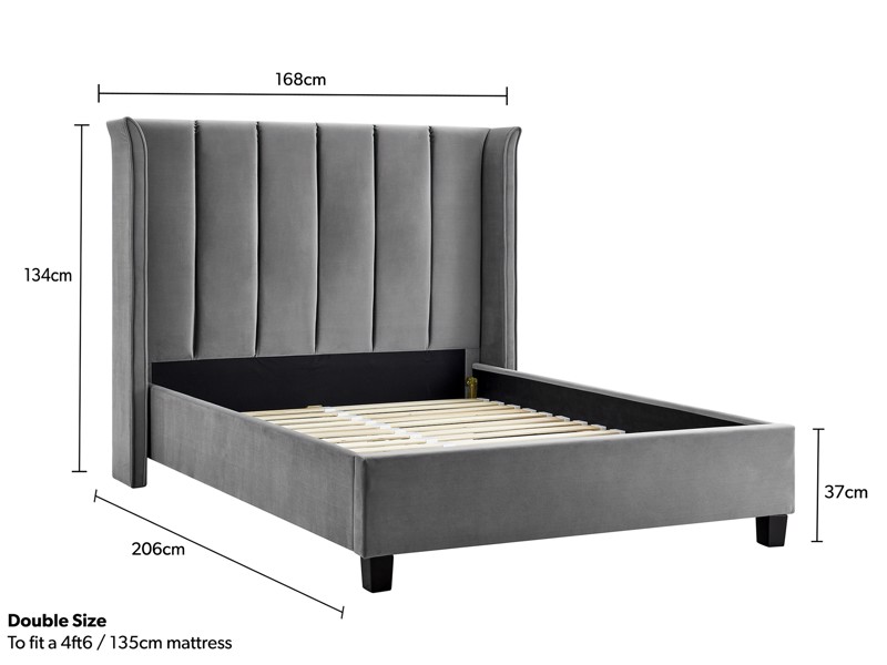 Land Of Beds Brimsley Silver Grey Fabric Bed Frame5