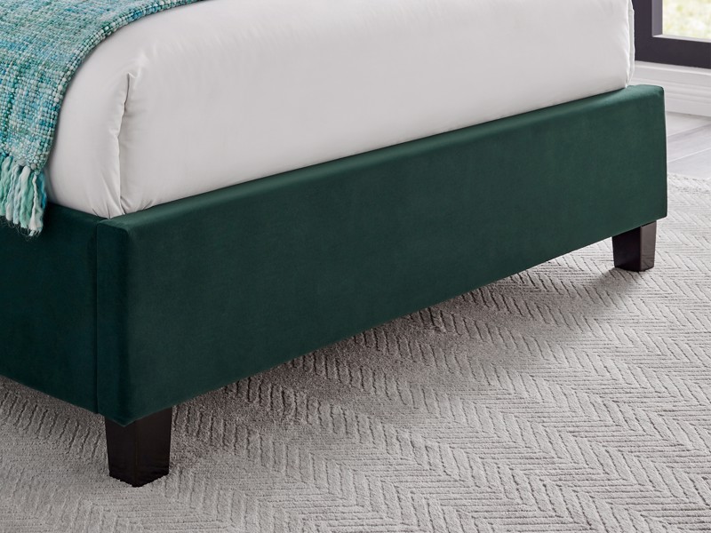 Land Of Beds Brimsley Emerald Green Fabric Double Bed Frame4