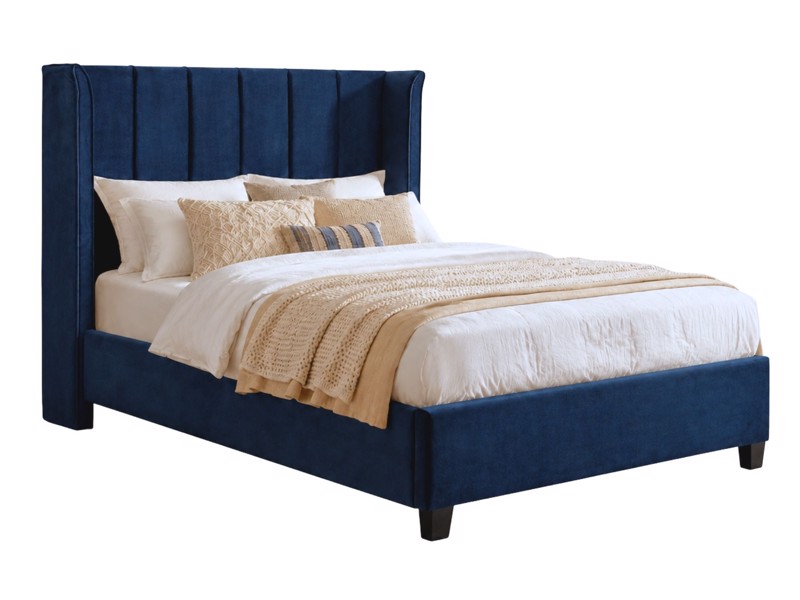 Land Of Beds Brimsley Navy Blue Fabric Bed Frame3