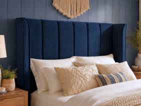 Land Of Beds Brimsley Navy Blue Fabric Bed Frame4