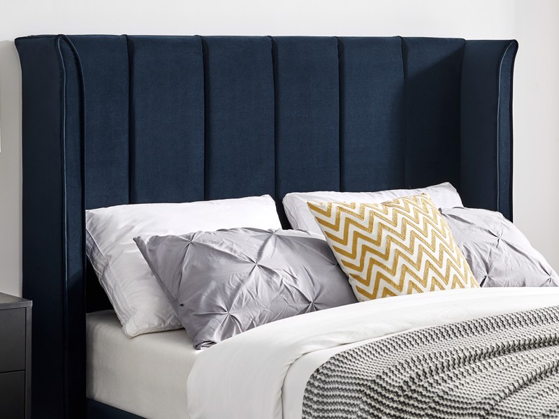 Land Of Beds Brimsley Navy Blue Fabric Bed Frame2
