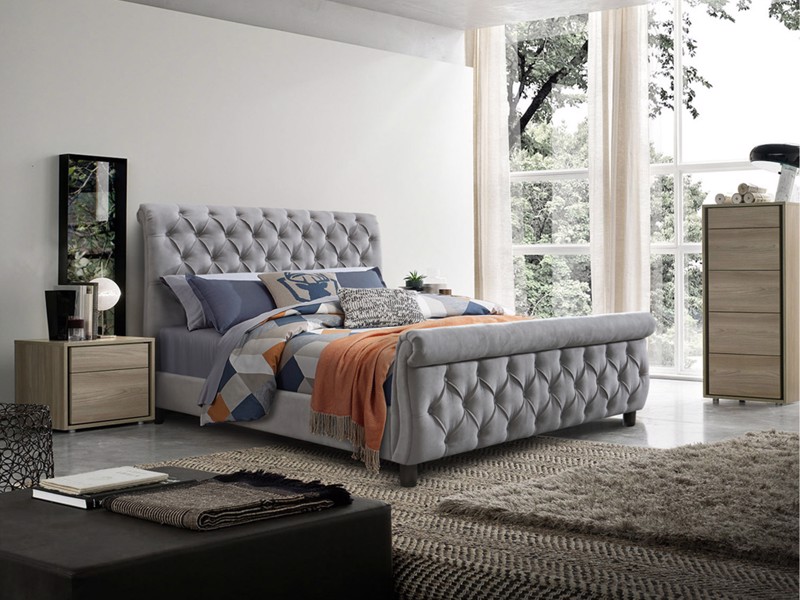 Land Of Beds Serena Grey Fabric Bed Frame1