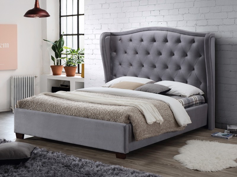 Land Of Beds Electra Grey Fabric Bed Frame1