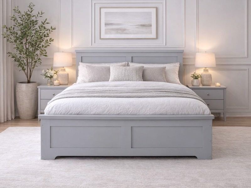 Land Of Beds Winton Fixed Drawer Grey Wooden Bed Frame2