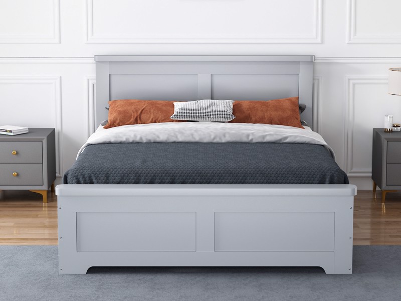 Land Of Beds Winton Fixed Drawer Grey Wooden Bed Frame1