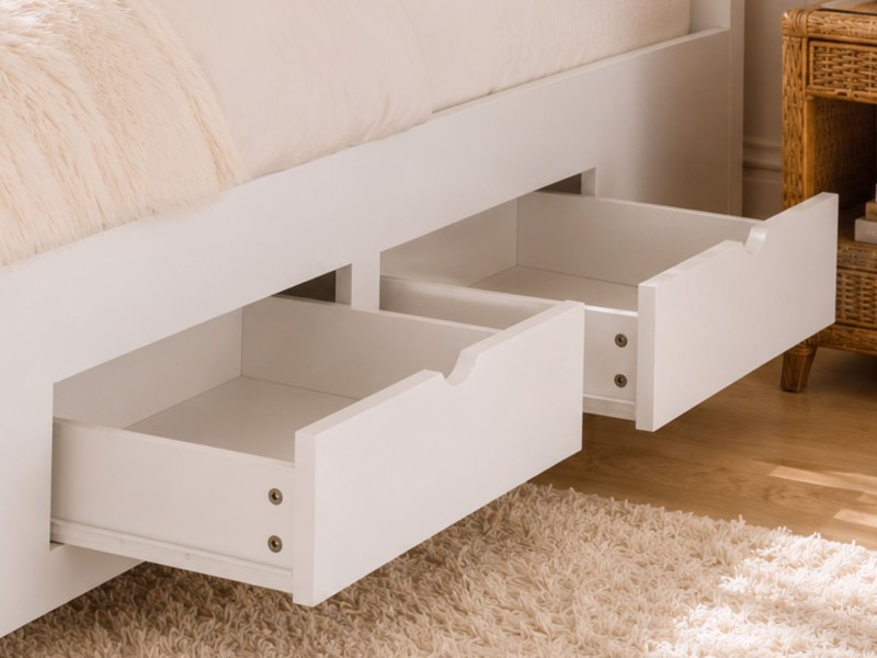 Land Of Beds Winton Fixed Drawer White Wooden Double Bed Frame5