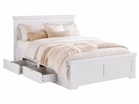Land Of Beds Winton Fixed Drawer White Wooden Double Bed Frame3