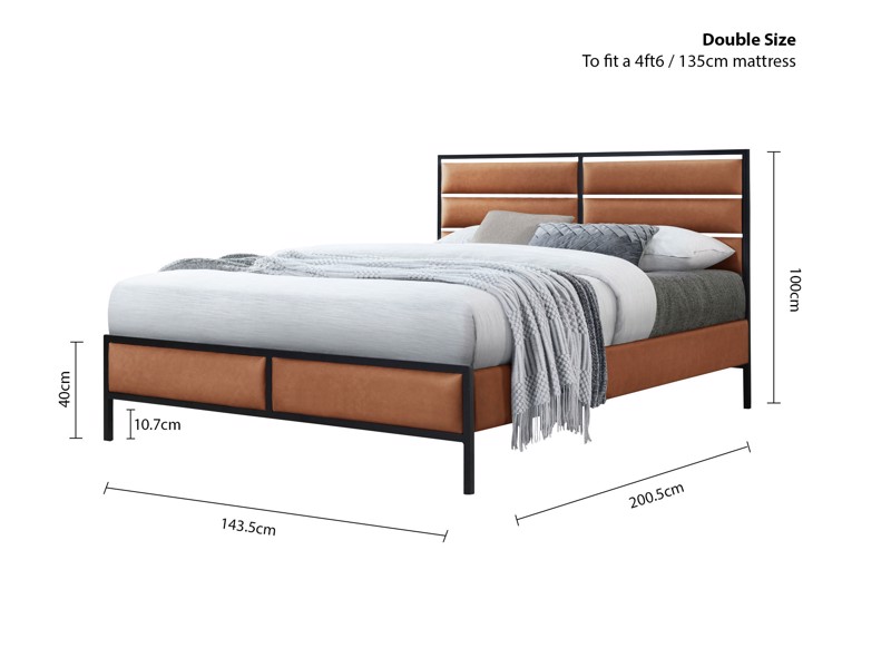 Land Of Beds Dawson Tan Fabric Double Bed Frame4