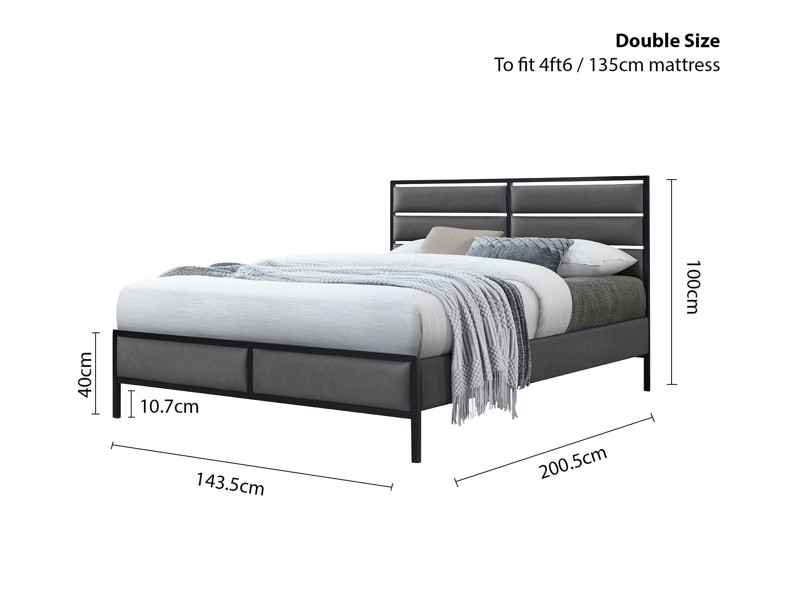 Land Of Beds Dawson Grey Fabric Bed Frame4