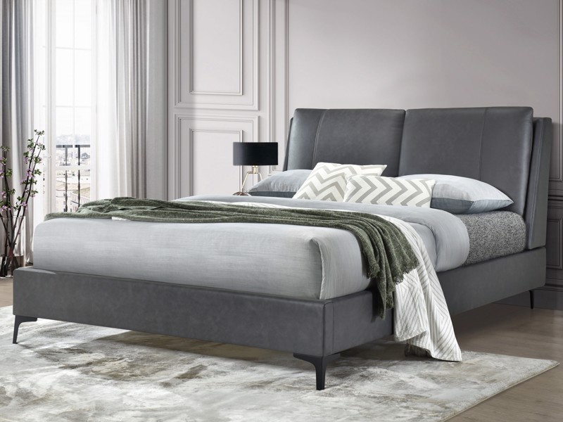 Land Of Beds Henley Grey Fabric Double Bed Frame2